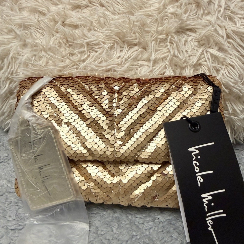Nicole Miller Shiny Gold Sequin Bag - NWT